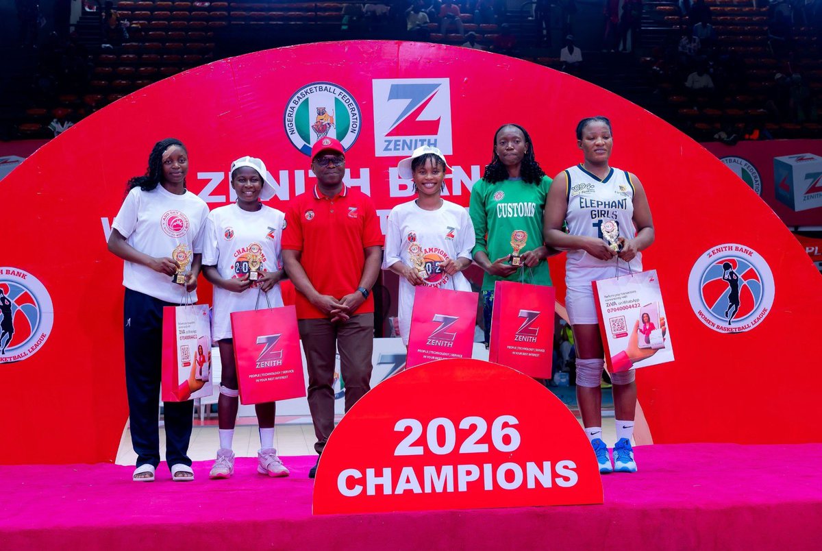 BballNaija's tweet photo. THE ALL-STAR FIVE  🏆 

Idubamo Pius - MFM (MVP)
Hembam Nwando - MFM 
Anari Favour - ASO Sky Queens 
Nkem Akaraiwe - Customs
Ebere Marilyn - First Bank 

#ZWBLPlayoffs https://t.co/5aMjQCHHOC