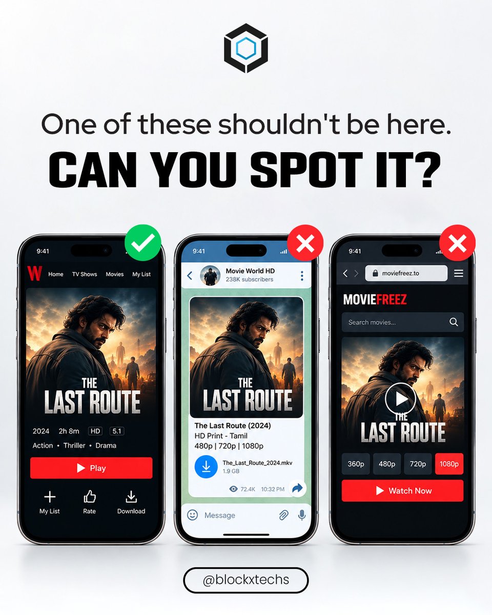 blockxtechs's tweet photo. Pirated content doesn't always look suspicious at first glance. Sometimes, it can appear alongside legitimate content and remain unnoticed. Continuous monitoring helps content owners identify unauthorised copies across platforms.
#blockx #antipiracypartner #antipiracy #contentprotection