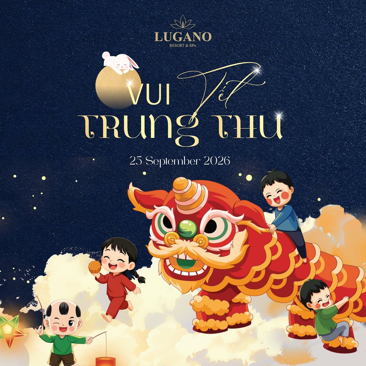 TatuVitor's tweet photo. A Full Moon of Togetherness at Lugano, September 25, 2026. Enjoy Lion and Dragon Dances, games, Kids Disco, cultural performances, live music and a festive Mid-Autumn dinner by Bai Dai Beach. https://t.co/jRT38v7CYy