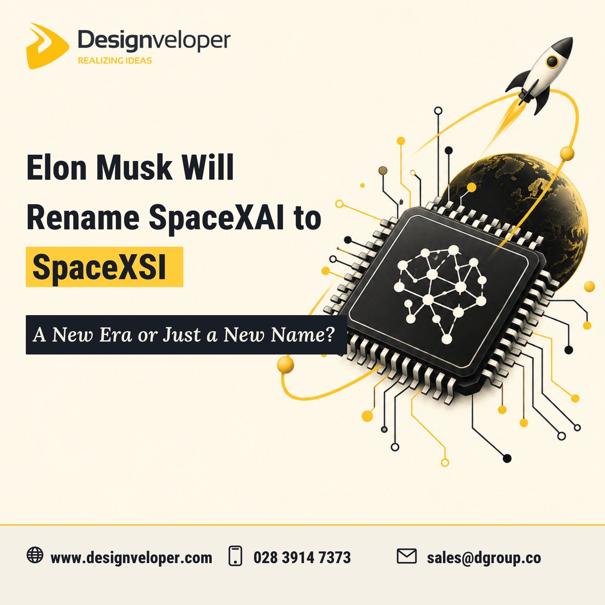 Designveloper's tweet photo. SpaceXAI to SpaceXSI: from “artificial intelligence” to “super intelligence”?

Elon Musk says he will rename SpaceX’s AI unit from SpaceXAI to SpaceXSI, following U.S. President Donald Trump’s call to use “super intelligence” instead of “artificial intelligence”.

According to Reuters, Musk has not announced a timeline or shared further details. At the time of publication, SpaceXAI’s X account had not been renamed.

For the tech community, what matters is not just the name, but the technology’s capabilities and real-world value.

Do you think AI needs a new name?

#SpaceXAI #ElonMusk
