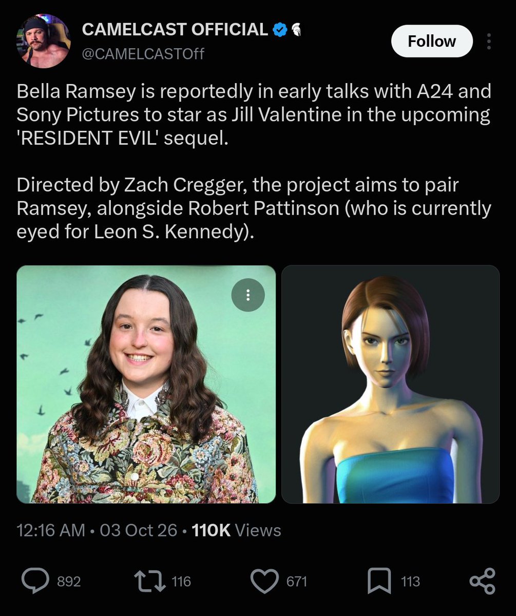 DiscussingFlash's tweet photo. @CAMELCASTOff This is the post you saw and you stole his idea, plus you said Ramsey is playing Jill Valentine. That's now a stolen content when he said she's playing Claire Redfield. 
You're got so jealous and you got his post community note😂. Grow up dude. https://t.co/0Ks1moWnzN