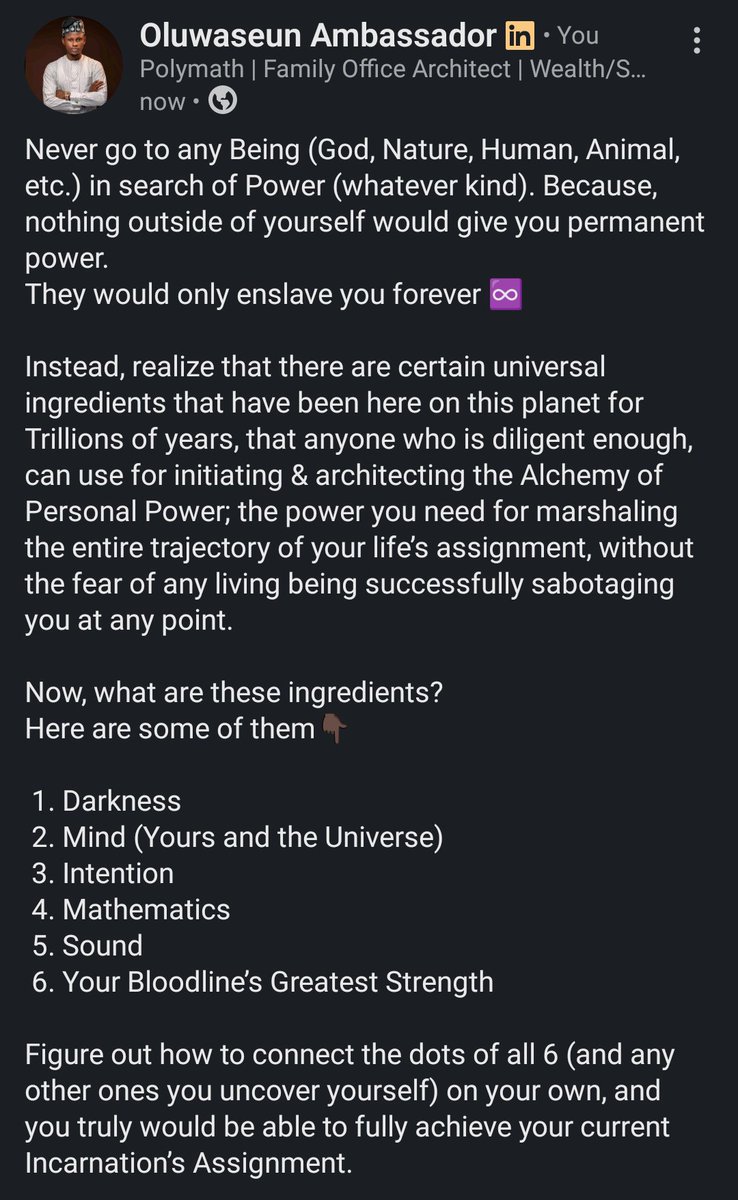 Seun_Ambassador's tweet photo. Read this ๐๐ฟ
And have a great week ahead ๐๐ฟ
#CoachSeunAmbassador #SelfDiscovery #PowerAlchemy #Nigerians #Africans https://t.co/EcZ15vOfTH