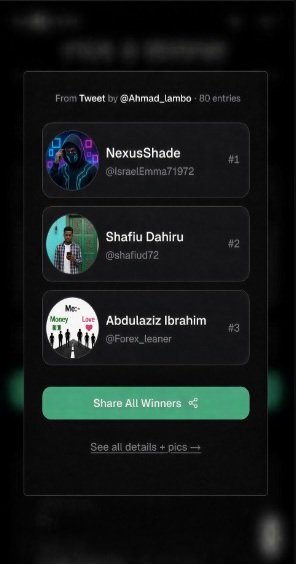 Ahmad_lambo's tweet photo. Congratulations to winners 
@IsraelEmma71972
@shafiud72
@Forex_leaner 
Kindly go to your dashboard an claim your account. https://t.co/Fi0xrYUDxG