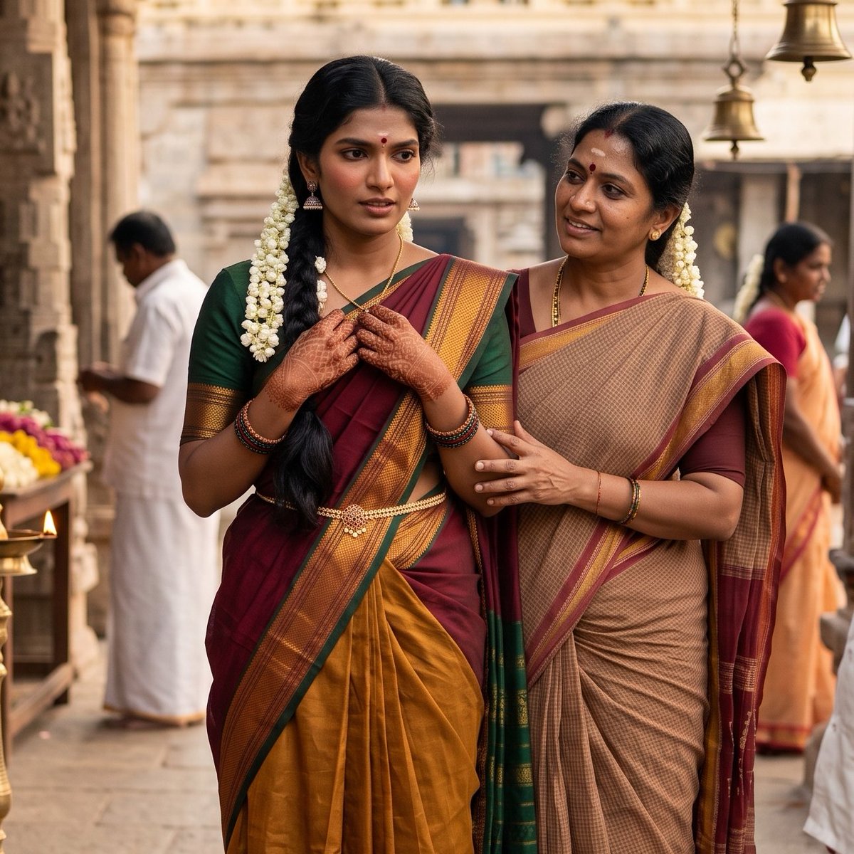 VarshiniFemme's tweet photo. Me: Edhukuma ippadi thavani katti, ponnu maari alangaram panni kovilukku kootitu vandhiruka?
Amma: Unakku kalyanam aaganum-na, ippadi vayasu ponnu maari alangaram panni kovilukku vara solli josiyar sonnaru da!
Me: Aiyoo ma… yen maanam pogudhu! Ellarum enna paathu sirikkiranga🫣 https://t.co/hWw1El5fi8