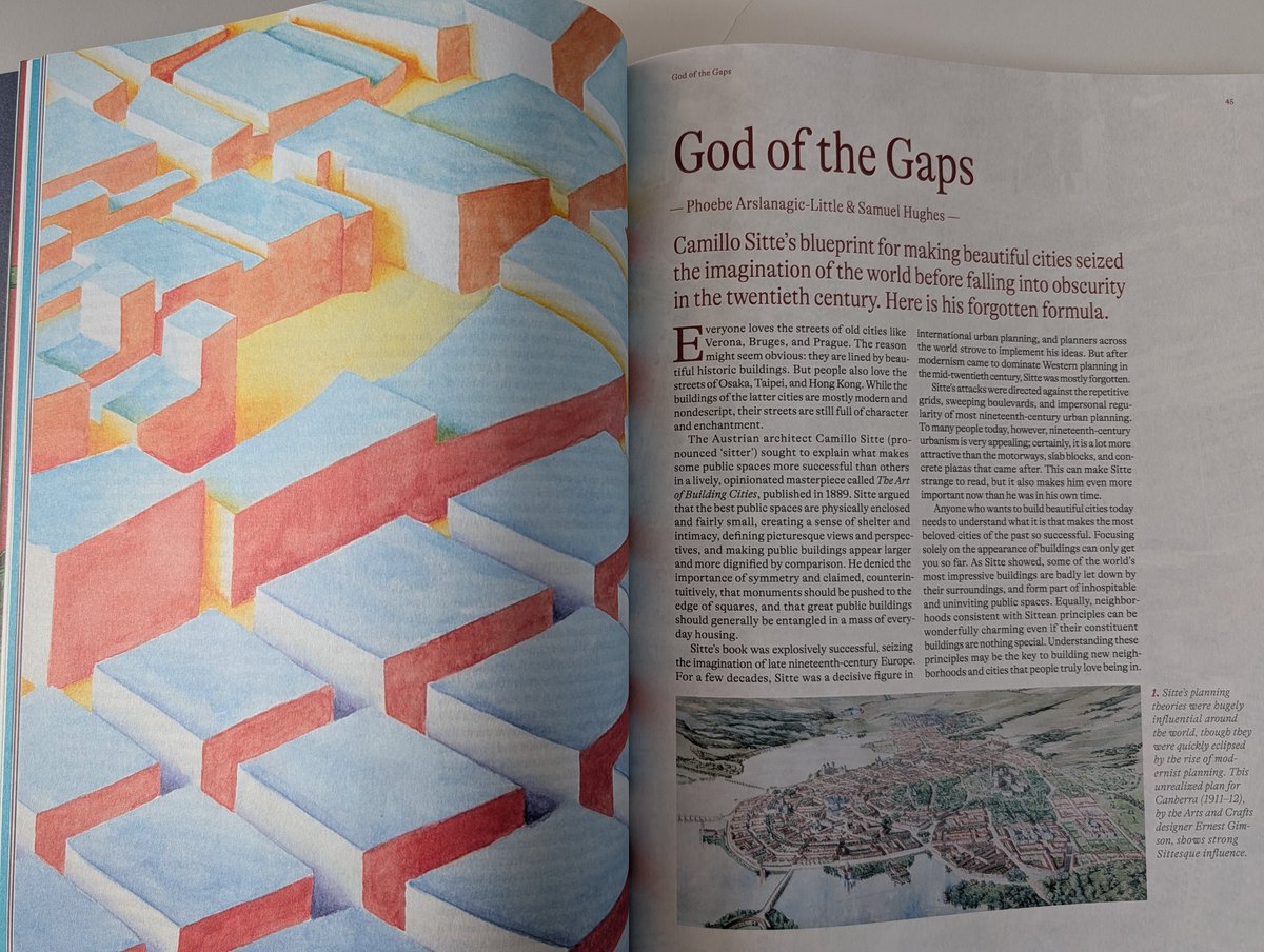 tayfunsen's tweet photo. Highlight of the @WorksInProgMag 

City planning by Sitte. Fits my intuition and tastes very well, and I didn't know about the book "The Art of Building Cities". Explains why I like cities such as Montpellier (or Avignon or Rome and many others). https://t.co/i7uLckOluh