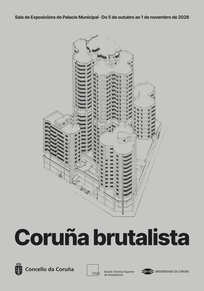 ariovazquez's tweet photo. Hoy iniciamos la Semana de la Arquitectura de A Coruña con la inauguración de la exposición "Coruña brutalista. Una década de arquitecturas radicales (1965-1975)" que se mostrará en la Sala de Exposiciones del Palacio Municipal hasta el 1 de noviembre https://t.co/7sk5ae4yPs