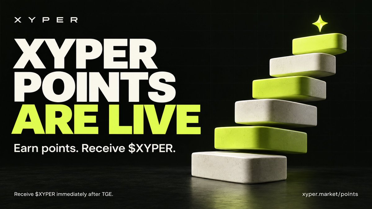 xypermarket's tweet photo. Xyper Points are live ✳️

Earn #points. Receive $XYPER immediately after TGE.

👉 Follow Xyper, complete weekly quests, create content and invite creators &amp; brands.

Start earning → https://t.co/95yHC07qpw https://t.co/tgHeCpBlpJ