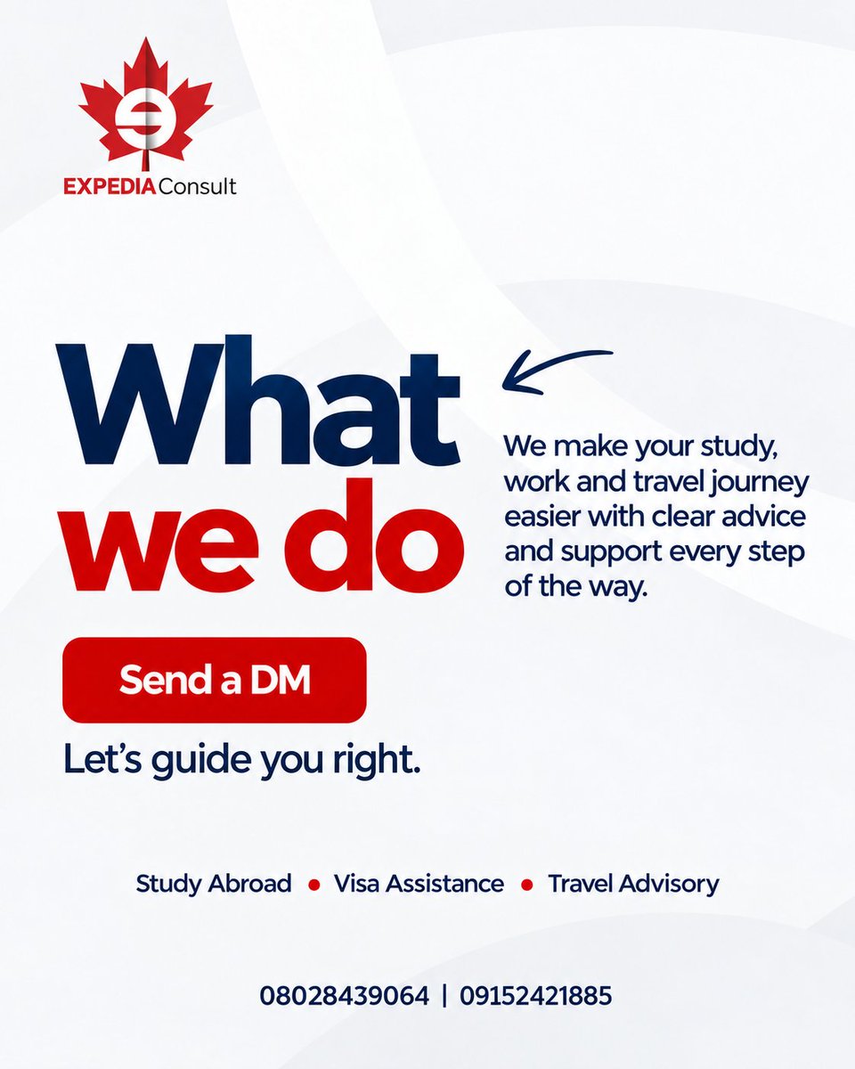 expedia_consult's tweet photo. Planning to study or travel abroad? ๐โ๏ธ Expedia Consult helps with study abroad guidance, visa applications and travel advice.
๐ฌ DM us to get started.
๐ 08028439064 | 09152421885
Letโs guide you right!
#ExpediaConsult #StudyAbroad https://t.co/eQfHvTyZpy