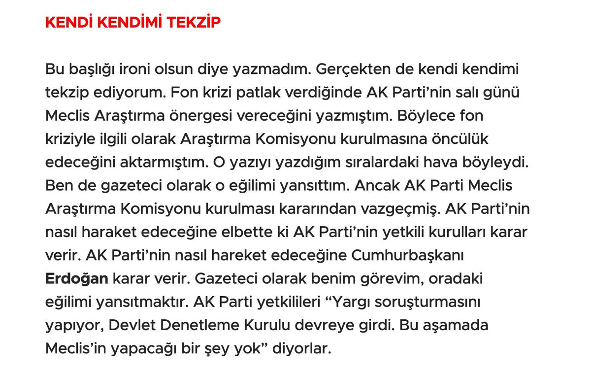 ErkanTrukten's tweet photo. Abdulkadir Selvi bombayı patlattı! 

"Fon krizi için Meclis Araştırma Komisyonu kurulmayacak ve de ne yapılıp yapılmayacağına Cumhurbaşkanı karar veriyor." https://t.co/oSFuInJRVn