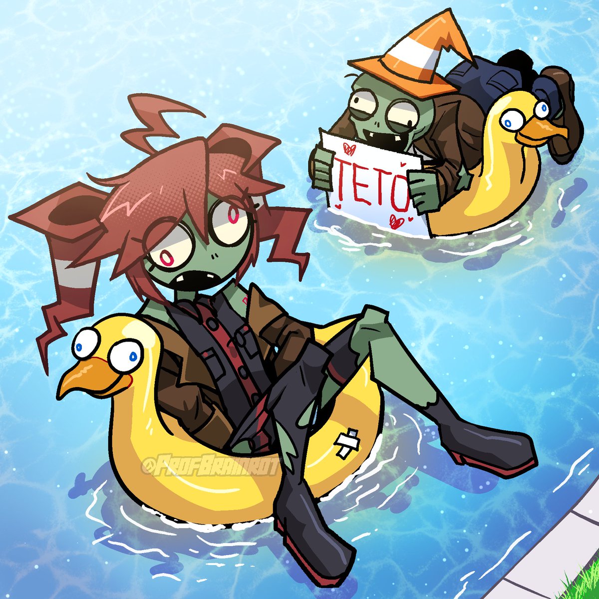 Profbrainrot's tweet photo. Fools on the pool🫧 #pvz #kasaneteto https://t.co/szblF7oacy