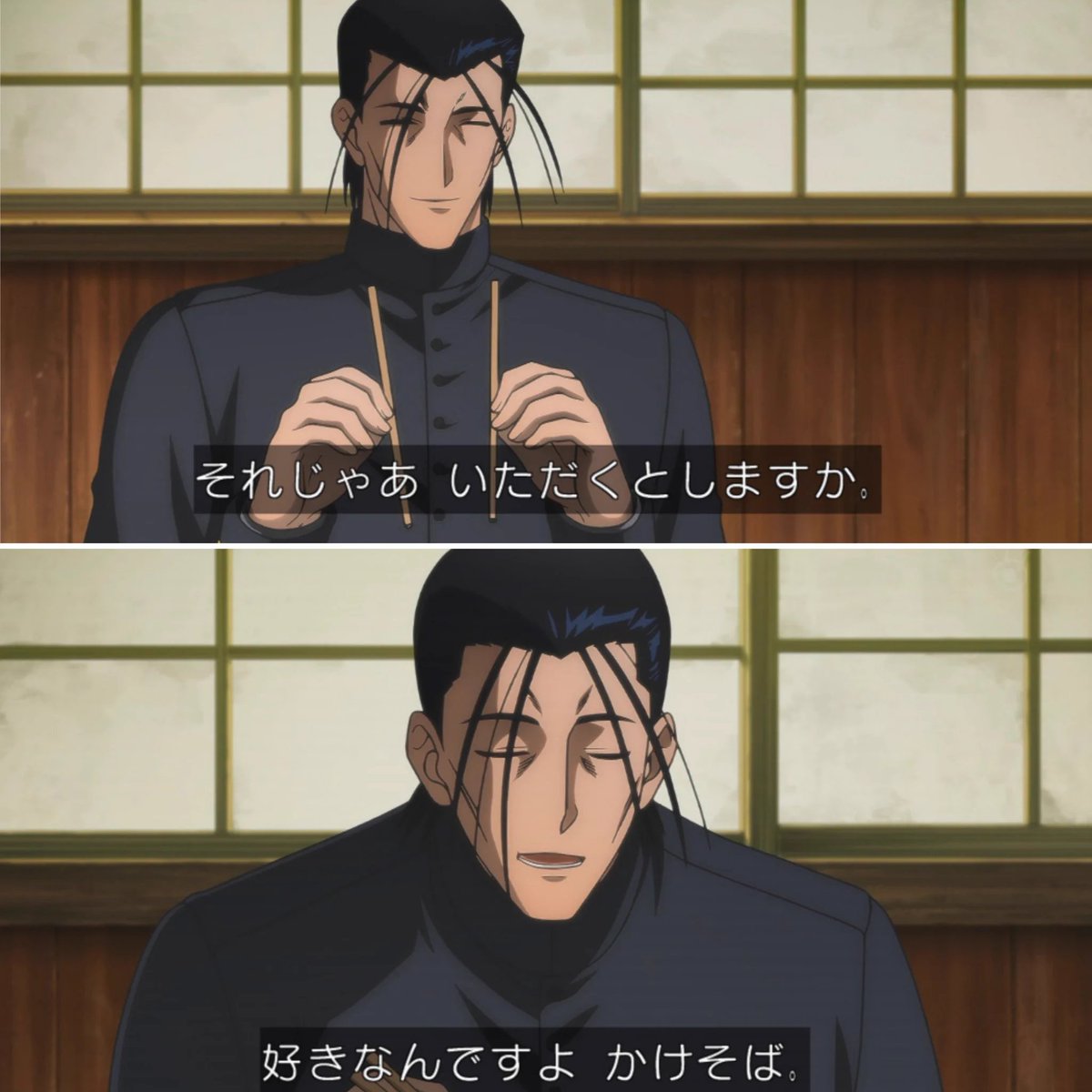 sow_LIBRA11's tweet photo. 贔屓目があるのは承知の上でさぁ、本邦のマンガ・アニメキャラで、押井守系を除いての、「蕎麦といえば思い出すキャラ」で、この人はけっこう上位にあると思うんだよな。 https://t.co/9yUsjxxum8