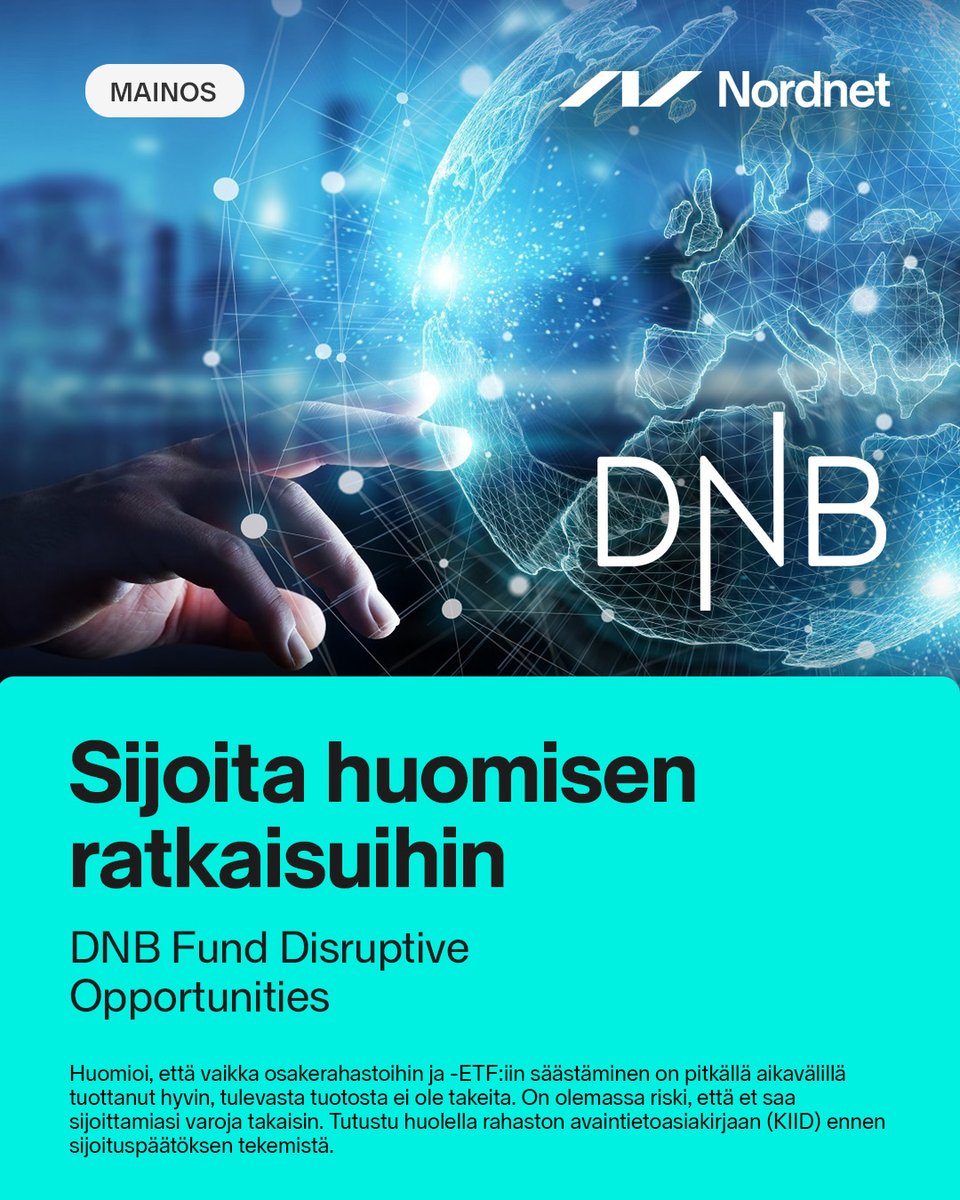 nordnetFI's tweet photo. Mainos: DNB

DNB Disruptive Opportunities sijoittaa tulevaisuutta muokkaaviin yrityksiin. Rahaston kohteena ovat yhtiöt, jotka haastavat vakiintuneita liiketoimintamalleja ja luovat uusia markkina-alustoja teknologisten läpimurtojen avulla.

👉 https://t.co/cwBQyggfEl https://t.co/0jEjt9Dv2y