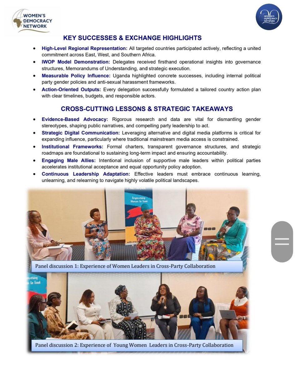 wdn_africa's tweet photo. Flashback to our WDN-Africa Regional Exchange in Entebbe, Uganda
When women leaders from unite to defend a common initiative these are the outcomes;
🤝 Cross-Party Unity
📊 Evidence-Based Advocacy
🛠️ Actionable Roadmaps
​Our newsletter below👇 encompasses such best practices https://t.co/RPB5rYslZS