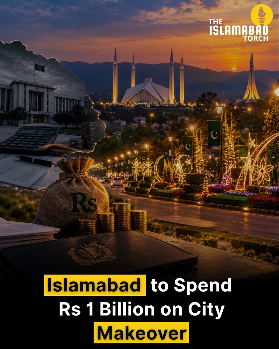 IslamabadTorch's tweet photo. Despite federal austerity, Islamabad’s Metropolitan Corporation raised its event and city decoration budget to Rs 1 billion (up from Rs 600M last year) for national days, international events, and foreign visits.

#Islamabad #furry https://t.co/jx4NgEqMyg