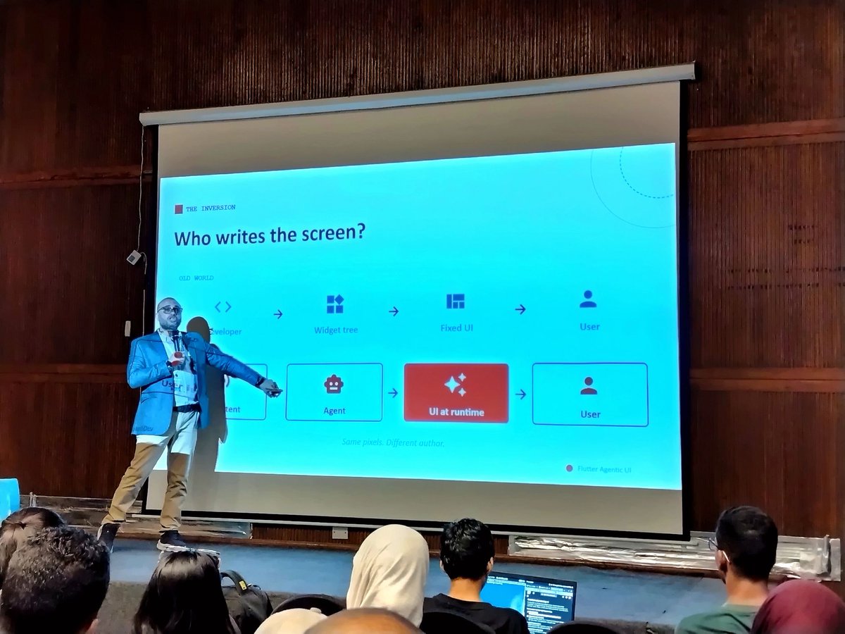dahabdev's tweet photo. It was a pleasure giving my session on Flutter Agentic UI !

Thank you to everyone who attended and joined the conversation. 

I hope you enjoyed the session and got a glimpse of the next wave of software development and how we can adapt to what’s coming over the next years.

A big thank you to Nour Bouayadi and Ramesh Chander  for organizing such an amazing event. 🙏

I truly enjoyed it! ❤️

@FlutterDev  @googledevs  @redbrogdon  @AbdallahSh07 
#Flutter #GenerativeUI #AI #Google #FlutterDev #Googlefordeveloeprs