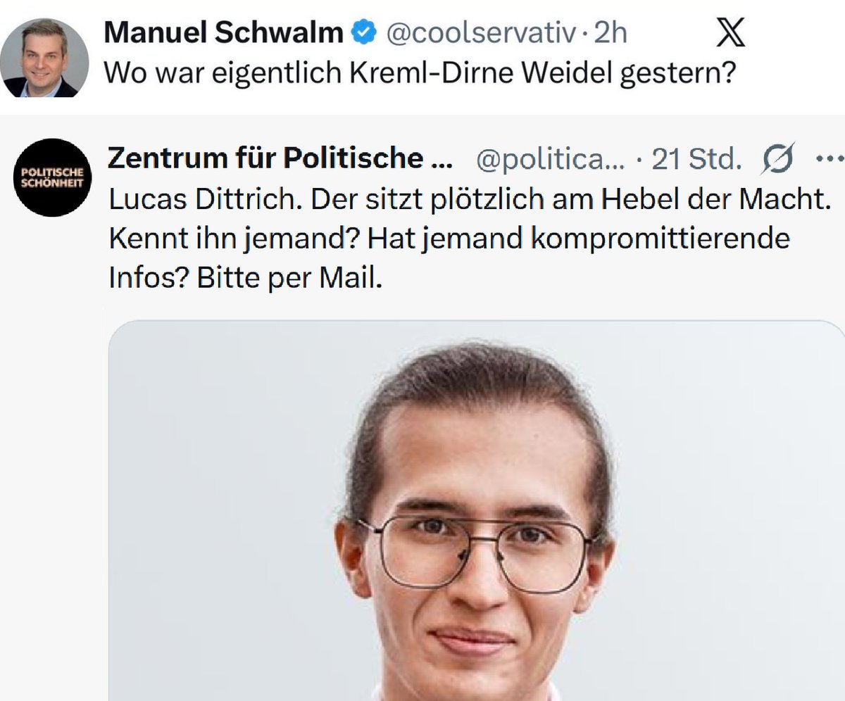 SHomburg's tweet photo. Wer sich dem Kriegskurs verweigert, muss einstecken: @Alice_Weidel etwa oder BSW: Angriff auf Landesvorstand @JohnLucasD, @DrClaudiaWittig erhielt Hausverbot in einem Café, und die Friedensrede von @SevimDagdelen wurde von der Antifa gestürmt.

Hintergrund: Neuerdings tauchen @Die_Gruenen und @dieLinke auf Friedensdemos auf, um die Wähler zu täuschen. Beide haben im Bundesrat dem Schulden- und Rüstungspaket zugestimmt und sind daher für den  Sozialabbau ebenso verantwortlich wie Union und SPD.

Auch in der Enquete sind Grüne und Linke eine  Scheinopposition. Beide hoffen, 2029 Teil der Bundesregierung zu werden, wenn es für Union und SPD nicht reicht. Die dem Anschein nach vier Blockparteien bilden in Wahrheit eine Nationale Front, die sich an unterschiedliche Wählergruppen richtet. Wenn keine Kameras da sind, turteln sie.