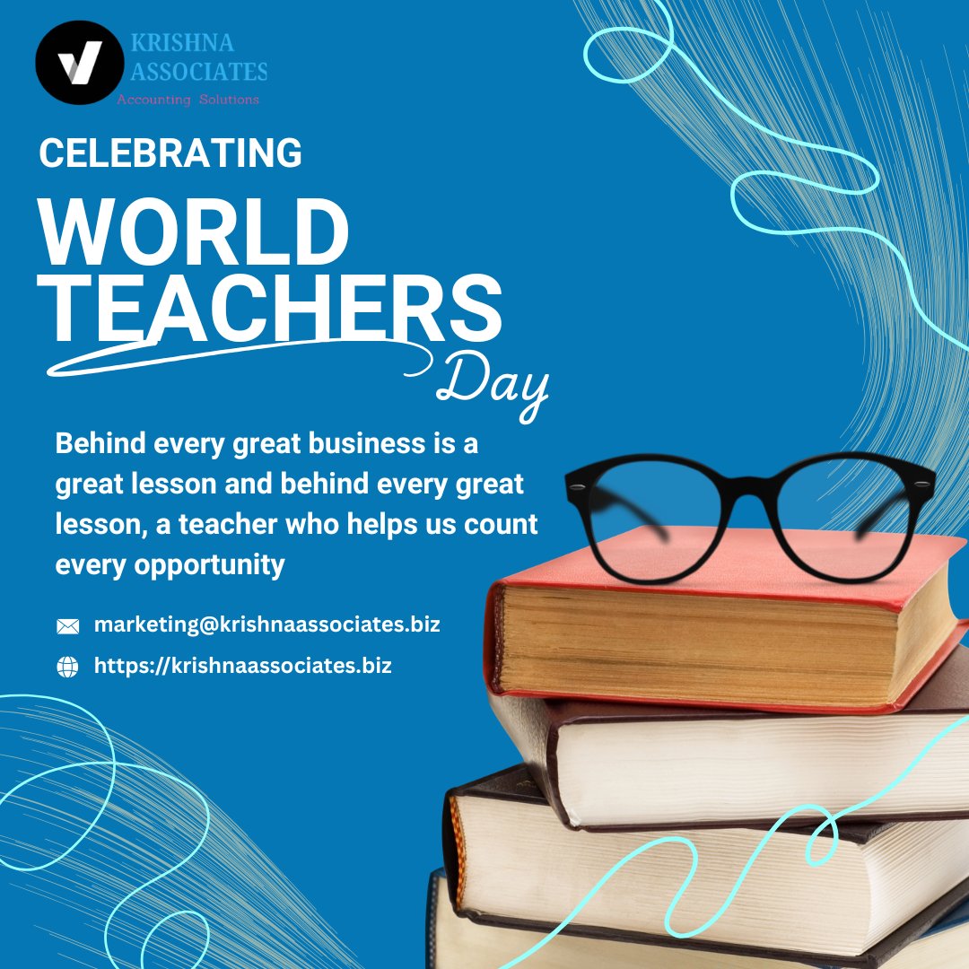 krishnaassoci's tweet photo. Celebrating the teachers who inspire growth and shape a better tomorrow! 💙

At Krishna &amp; Associates, we value the power of knowledge and guidance in every journey. 📊✨

Happy World Teachers’ Day! 👩‍🏫👨‍🏫

📩 marketing@krishnaassociates.biz
🌐 https://t.co/3BNFQm2vzQ https://t.co/1agoJPasqX