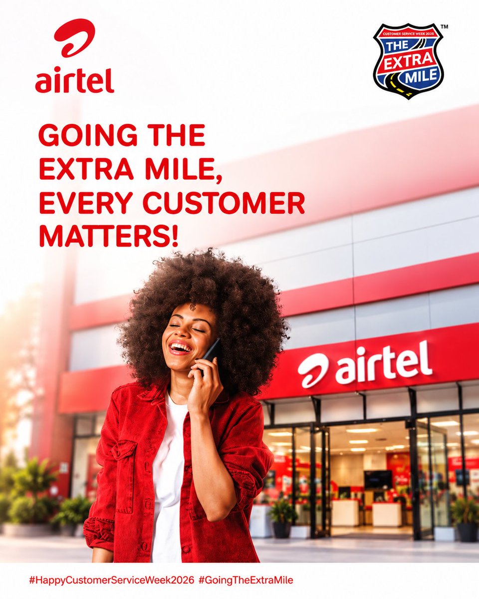 AirtelMoney_Rw's tweet photo. Every customer deserves to feel valued, heard and cared for.
This Customer Service Week, we celebrate the people who go the extra mile to make every Airtel experience better.
Happy Customer service week!
#HappyCustomerServiceWeek2026 https://t.co/Fjkhuvezgn