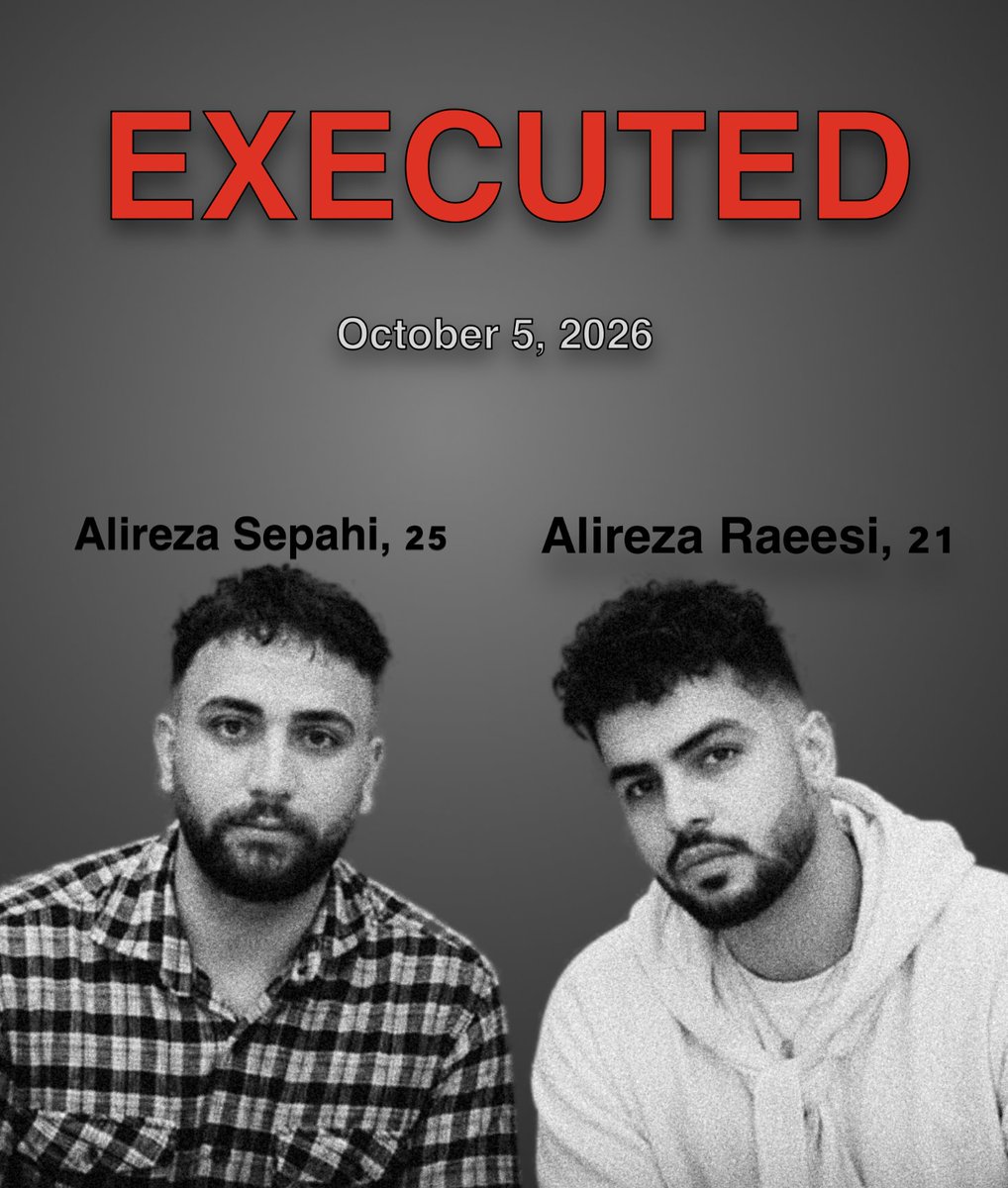 Savakzadeh's tweet photo. 🚨EXECUTION OF TWO YOUNG IRANIANS THIS MORNING‼️

If you believe this is normal or acceptable to us Iranians, you are deeply mistaken. 

Each of these precious lives extinguished by the Islamic Republic through its filthy and evil morning call to prayer (Islamic) will come with a heavy cost for those who legitimize these barbarian terrorists. 

They had families, dreams, and ambitions, enduring a difficult life from birth. All they sought was freedom from the tyranny of the Islamic Republic; a regime Western leaders have validated for 48 years while Iranians paid the price, and you all profited. 

This ocean of blood produced by the Islamic Republic will demand a heavy price, particularly from those who sustain its power or shake hands with these monsters.