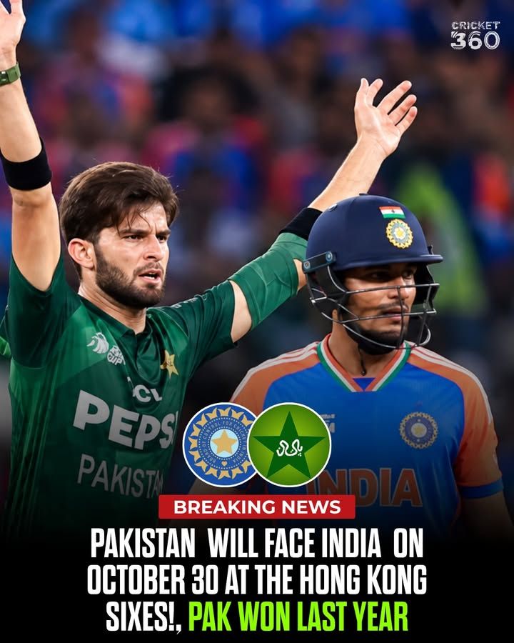 RealCrickets360's tweet photo. won last year
Pakistan 🇵🇰 will face India 🇮🇳 on October 30 at the Hong Kong Sixes! 🏏🔥 Pakistan are the defending champions after winning last year’s tournament. 🏆
#HongKongSixes #PakistanCricket #IndiaVsPakistan #Cricket #PAKvsIND https://t.co/wMqrM4aSCb