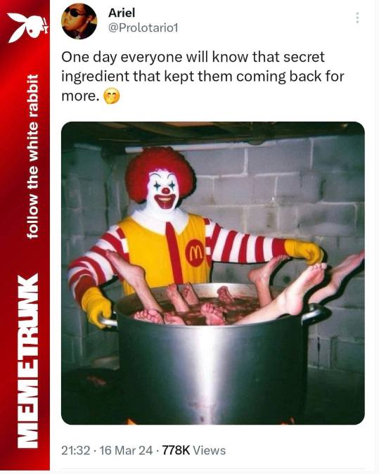 PhilomenaGrady's tweet photo. McDonalds - Cannibalism, Adrenochrome and the Red Shoes

Where do 8 million missing children go ?

Do you know what the red shoes mean ? 😭💔

Do you know how Adrenochrome is extracted ?😭💔

Never forget why we started 
It always was, and still is about the children

💞🌹🕊🌍💫 https://t.co/qCAeFuBA6y