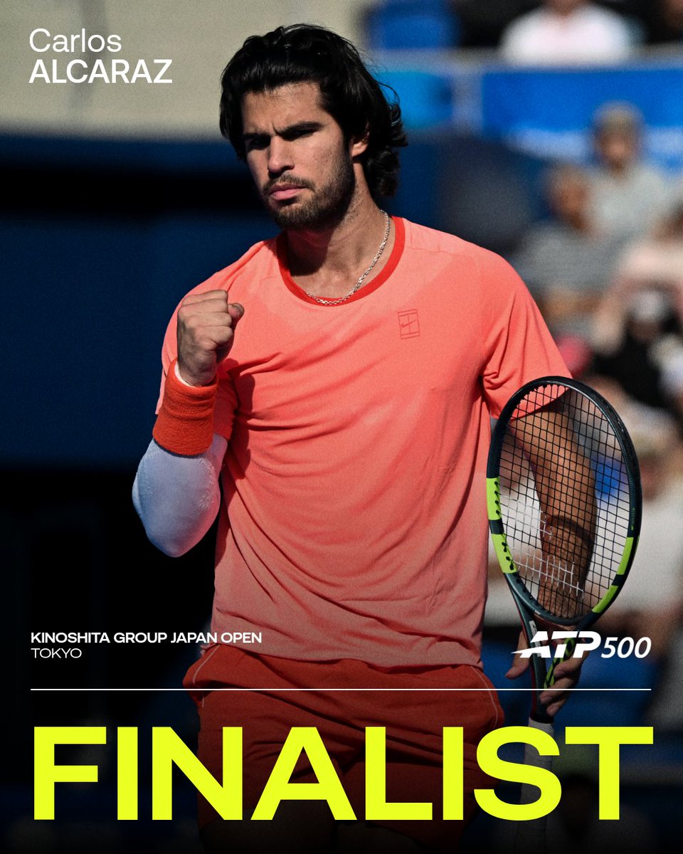 atptour's tweet photo. Back for more 🔥

@carlosalcaraz defeats Munar 5-7, 6-3, 6-1 to return to the Tokyo final.

@japanopentennis | #KinoshitaJOTennis https://t.co/yWdHFoekZB