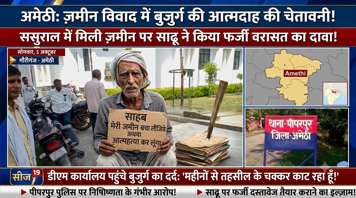 Digvija42930860's tweet photo. अमेठी - गले में पोस्टर लटकाकर डीएम कार्यालय पहुंचा बुजुर्ग

बुजुर्ग ने अपने साढ़ू पर लगाया गंभीर आरोप

आरोप है की फर्जी दस्तावेज तैयार कर जमीन की वरासत करवा ली गई है

नहीं मिला न्याय तो डीएम कार्यालय गौरीगंज पहुंचा बुजुर्ग 

पीपरपुर थाना क्षेत्र के भोजपुर गांव है मामला https://t.co/7Js3bcrk1B