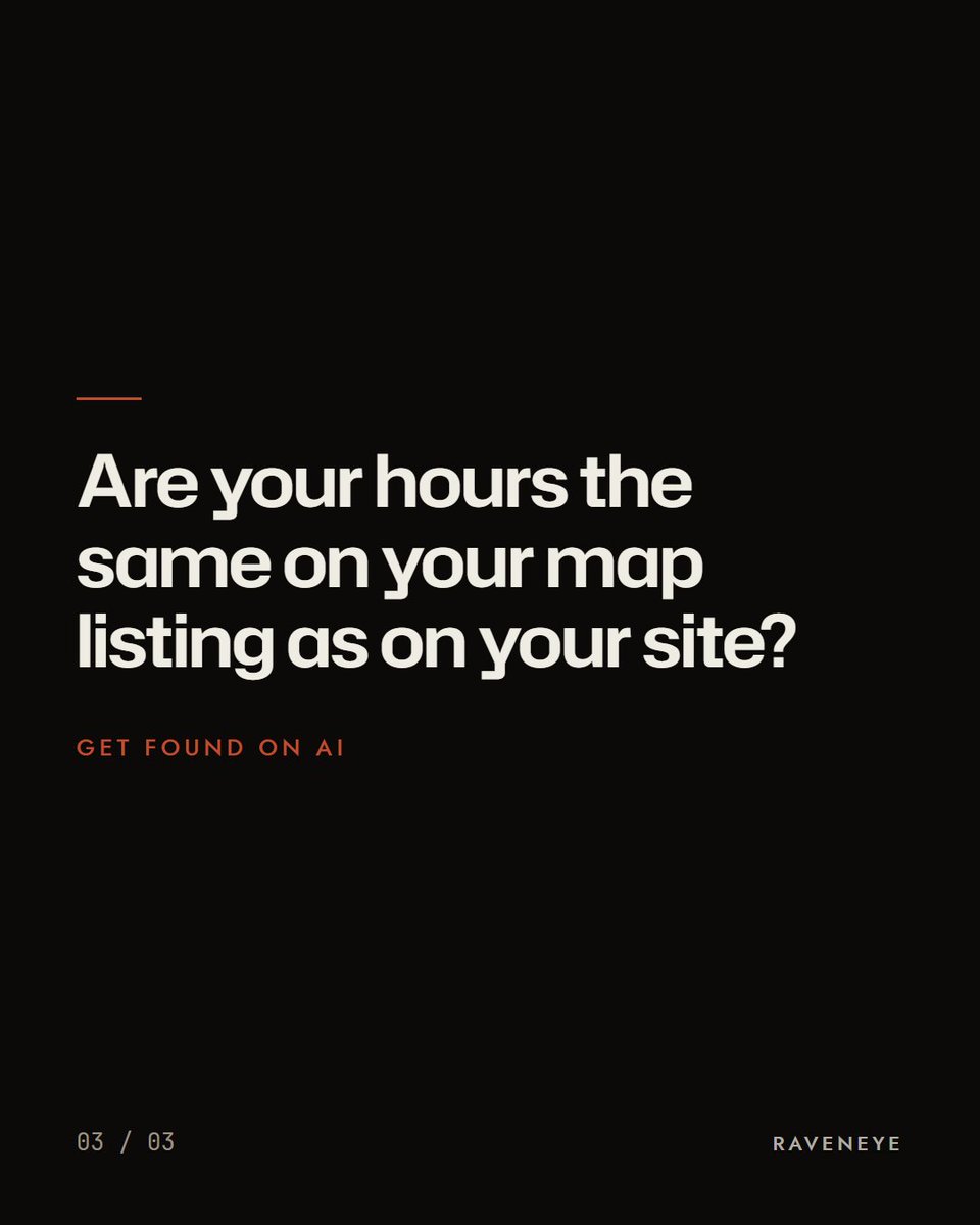 Raveneyeglobal's tweet photo. In a Yext analysis, 80% of AI citations pointed at a website or listing (from 69% for Anthropic to 85% for OpenAI). The study also found AI assistants cite TripAdvisor and Yelp more than Wikipedia. Quick check: are your hours the same on your map listing as on your site? https://t.co/huyQcgM6UY