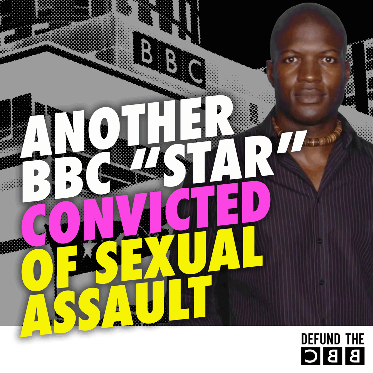 DefundBBC's tweet photo. 🚨Another name for the BBC hall of shame.

It's been revealed that Kevin Adams — BBC Fame Academy coach — was convicted of sexually assaulting Andy Carroll.

He joins a grim list of BBC "stars" and presenters convicted of serious sexual offences:

Huw Edwards
Rolf Harris
Stuart Hall
Jonathan King
Chris Denning
Chris Langham
Dave Lee Travis
Peter Rowell
Kevin Adams

And that list doesn’t even include the vile Jimmy Savile, who died before he could ever face justice.