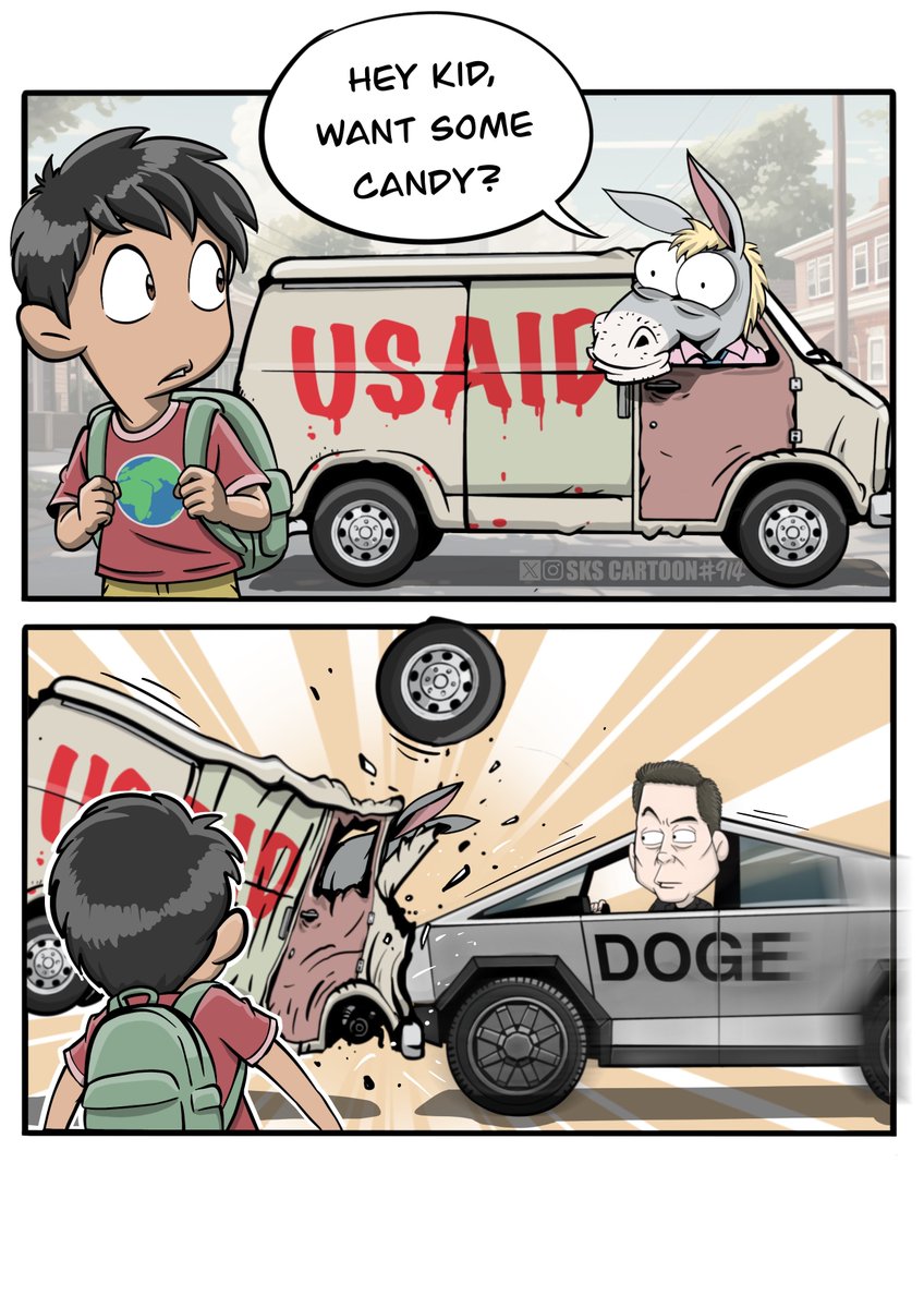 skscartoon's tweet photo. DOGE saved countless lives around the world by dismantling USAID. https://t.co/0lDbt508U7