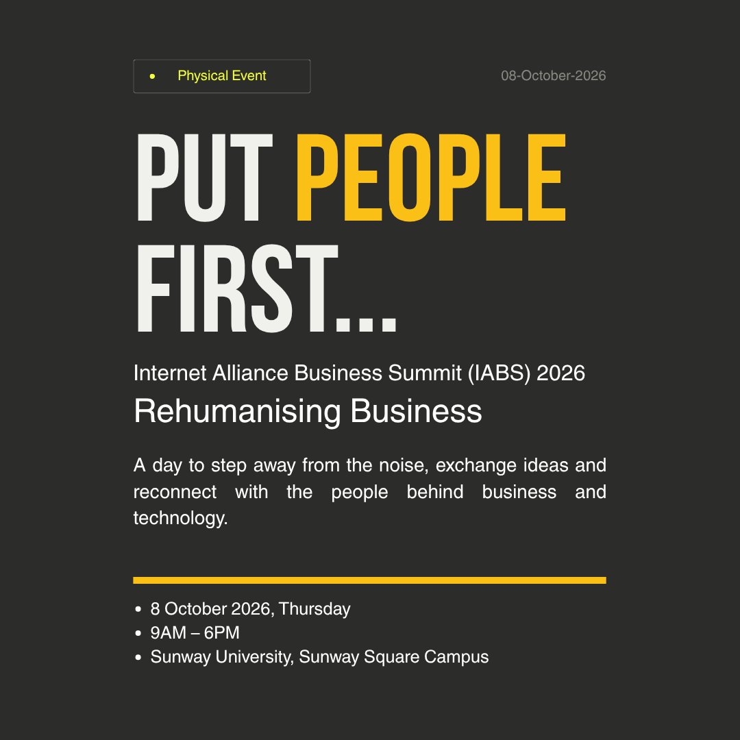 ipserverone's tweet photo. AI is now part of almost every business conversation.
But while we talk about technology, are we giving enough attention to the people behind it?

That’s the idea behind Internet Alliance Business Summit (IABS) 2026: Rehumanising Business. 👇 https://t.co/mfKDXaPdSS