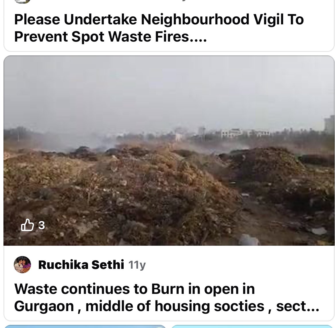 cleanAirBharat's tweet photo. Seeking your urgent attention, Sh @NayabSainiBJP ji and Sh @VipulGoelBJP ji.

In 13 years of reporting waste fires, particularly horticulture biomass fires, we have come to understand that this rampant, round-the-year practice is driven by two things: the lack of infrastructure to process biomass waste and the unrestrained, fearless operation of tractor-trolleys, for whom waste has become a revenue model. Here is one example: this vacant plot, surrounded by Sector 46 homes and DPS Sector 47, has seen waste dumping and burning for at least 11 years. https://t.co/8GTxZQDnmx

In these 11 years, Gurugram has seen several Municipal Commissioners come and go, many doing their best to rein it in. But challans alone have not stopped this practice. There is enough history to establish that. The system remains the same -collect, dump and, when there is nowhere to take it, burn it.

A) We would specifically like to know from @ULBHaryana: what is the status of the briquette-making and other processing of horticulture waste that was first announced in 2016/17? The city is in dire need of Integrated Horticulture Waste Management for all components of this biomass. 

B) #ImmediateIntervention #ToStopWasteFires : Dear CM, please take political ownership of this.  We would like Gurgaon MP Sh @Rao_InderjitS ji, MLA Sh @RaoNarbir ji and Sh. @MukeshSharmaGG ji to bring the municipal ward councillors and tractor-trolley waste collectors and transporters and village landlords together and end this collect-dump-burn cycle permanently. 
Waste lying on the roadside is a problem; burning it makes it inhalable pollution for children and residents with no escape. Administration can extinguish fires and issue challans, but it cannot keep solving the same problem year after year without the #politicalpush to build the processing infrastructure. Please make horticulture-waste management happen -so the next fire is prevented, not just extinguished. 🙏
Thank you @SethiRuchikaT 

@DC_Gurugram @MunCorpGurugram @CAQM_Official @csharyana @OfficialGMDA @cmohry @gurgaonpolice @CPCB_OFFICIAL @HspcbN @Haryana_spcb