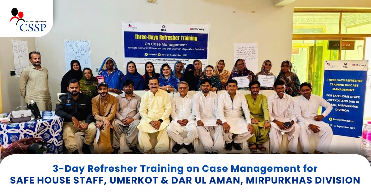 CSSPPakistan_'s tweet photo. CSSP conducted a three-day refresher training on Case Management for the Women Development Department, Safe House Umerkot, Dar-ul-Aman Mirpurkhas, and others.
The training strengthened case management skills for effective GBV response and referrals.
#CSSP #CaseManagement https://t.co/6Xu8in5lRV