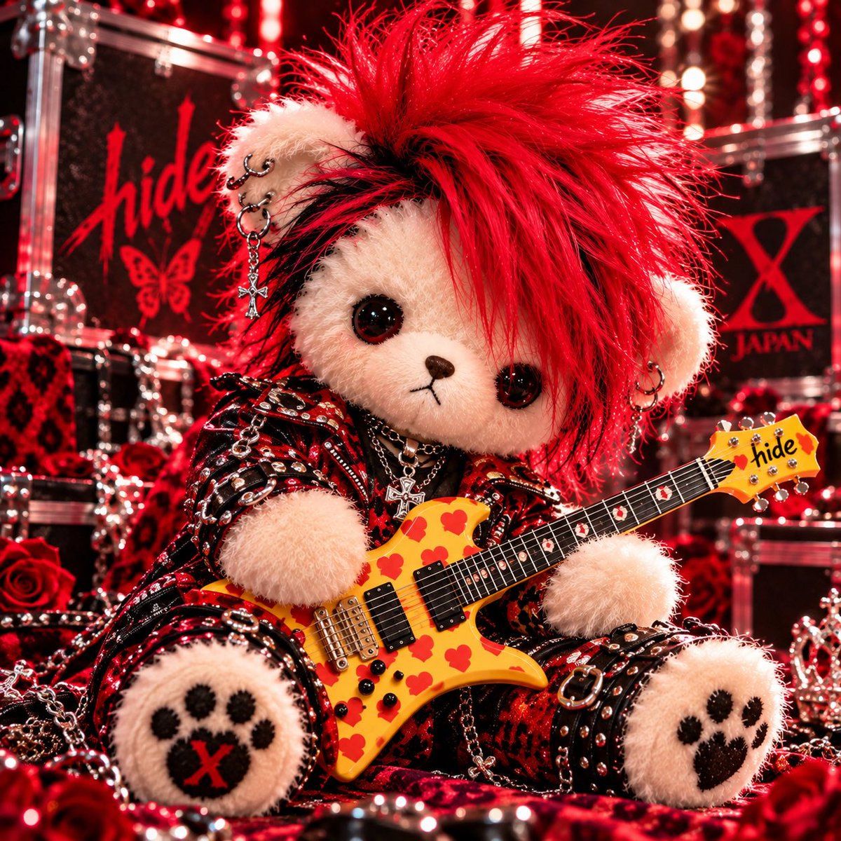 hide722yu's tweet photo. hideをイメージした、くま🧸ちゃん(*´罒`*)

 #hide
 #くま
 #画像どうぞ https://t.co/1K0OVVIyWy