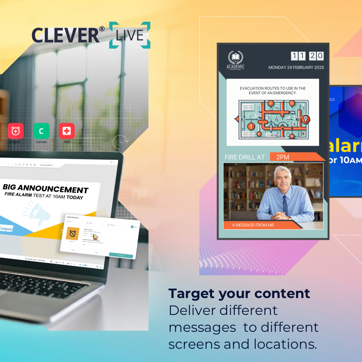 myClevertouch's tweet photo. Sometimes the message can't wait. An announcement. An update. An emergency alert.
CleverLive Suite helps you get the right message to the right display at the right time.
Join CleverLive Today

#DontLookBeyondLookBeyond #CleverLive #DigitalSignage https://t.co/dYEbBIVdRY