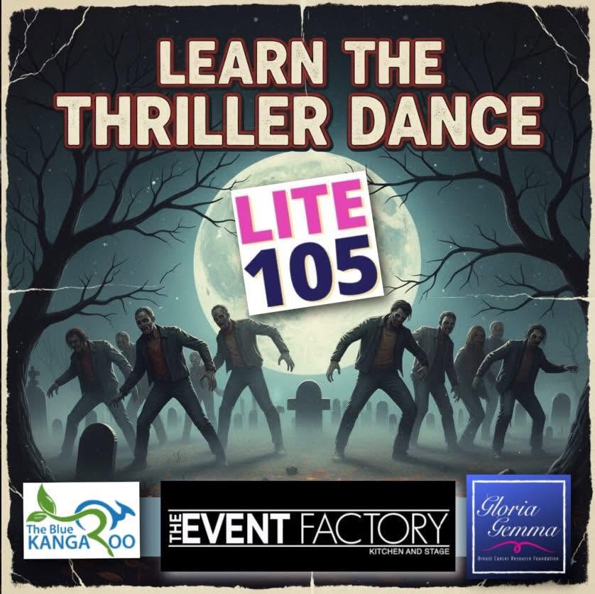 Lite105Radio's tweet photo. Celebrate Halloween &amp; Breast Cancer Awareness Month! Learn the Thriller Dance with Kelvin Fabian, Sun 10/25 at The Event Factory in Warwick! Your $20 donation gets you in &amp; proceeds benefit the Gloria Gemma Breast Cancer Resource Foundation! Register at https://t.co/iuKblvbNAm! https://t.co/Zu0EzfCLac