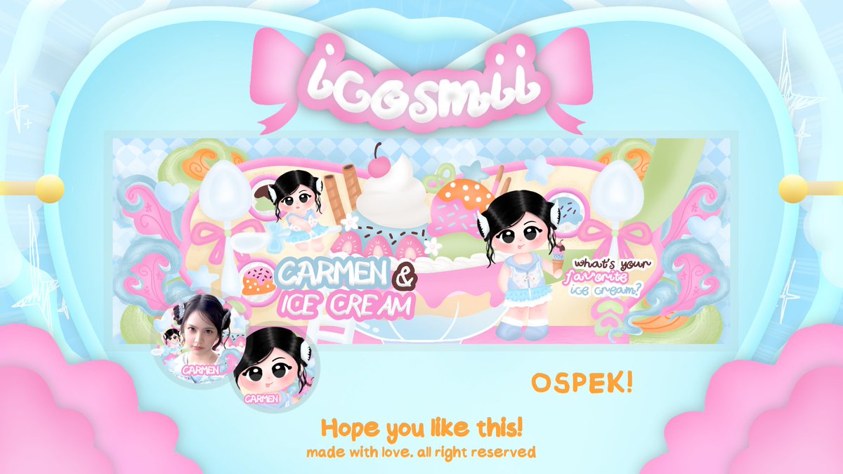 temiazip's tweet photo. help repost please? thank youu <3

hii #bealanja help ospek yaa! 

ayo kenalan sama anak baruku “𝗜𝗰𝗲 𝗖𝗿𝗲𝗮𝗺” 🍨🍦kalau ada hal-hal yang tidak aman boleh DM aku yaa! :3 🩷

🐇🔍 aku juga cari kinci untuk layout ini. boleh rep foto &amp; copalnya aja yaa jika berminat <33 https://t.co/LMTknWxQaN