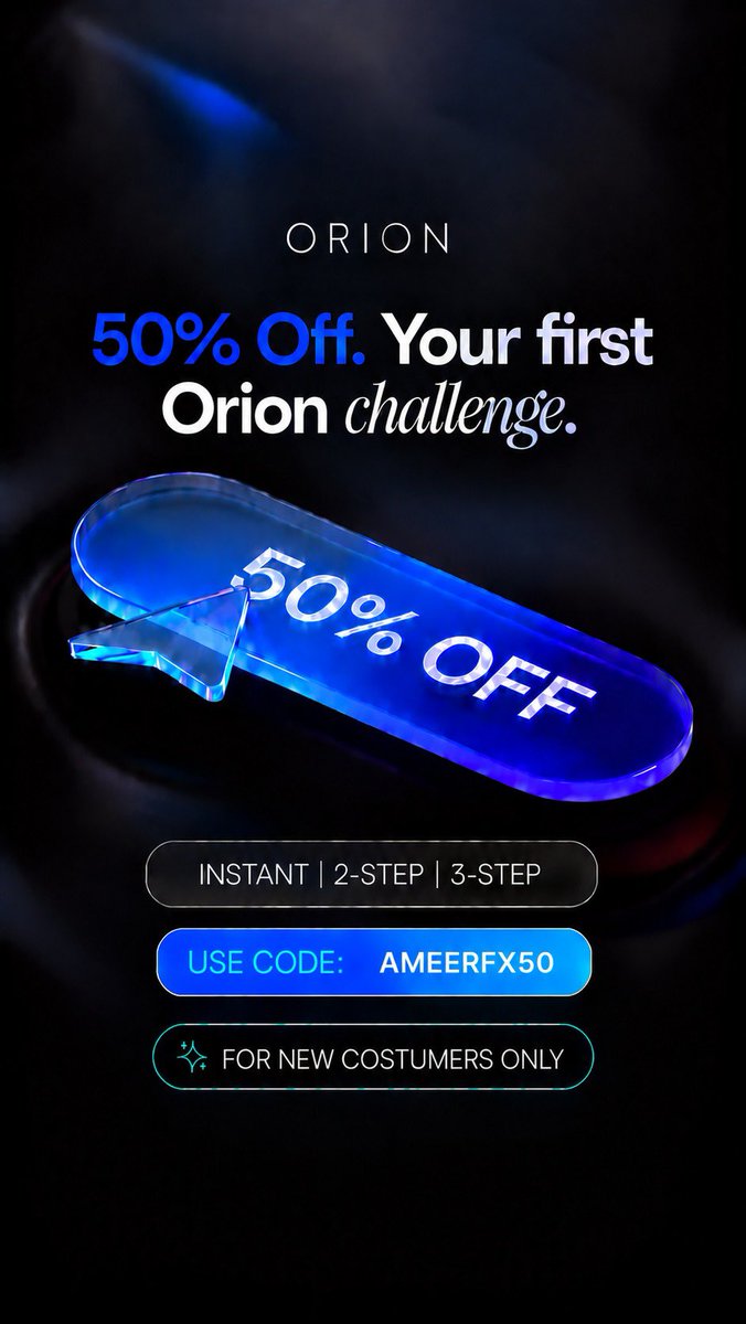 I_am_Ameerfx's tweet photo. 🚀 BIG NEWS! I’M OFFICIALLY PARTNERED WITH ORION FUNDED! 🚀

And we’re kicking things off with a $50,000 GIVEAWAY! 🔥

🎁 5 winners × $10,000 accounts
💰 $50K TOTAL IN ACCOUNTS

How to enter:
1️⃣ Follow @OrionAffiliates
2️⃣ Follow @orionfundedcom
3️⃣ Follow @Ameerfx_ @MAHDEE_FX 
4️⃣ Like & repost this post
5️⃣ Tag 2 traders below 👇

That’s it. Winners will be selected after the giveaway period. 🎯

And if you’re looking to start a challenge, use my exclusive code AMEERFX50 for 50% OFF your first Orion challenge! 🔥

Let’s make some noise! 🚀
Good luck everyone! 🏆