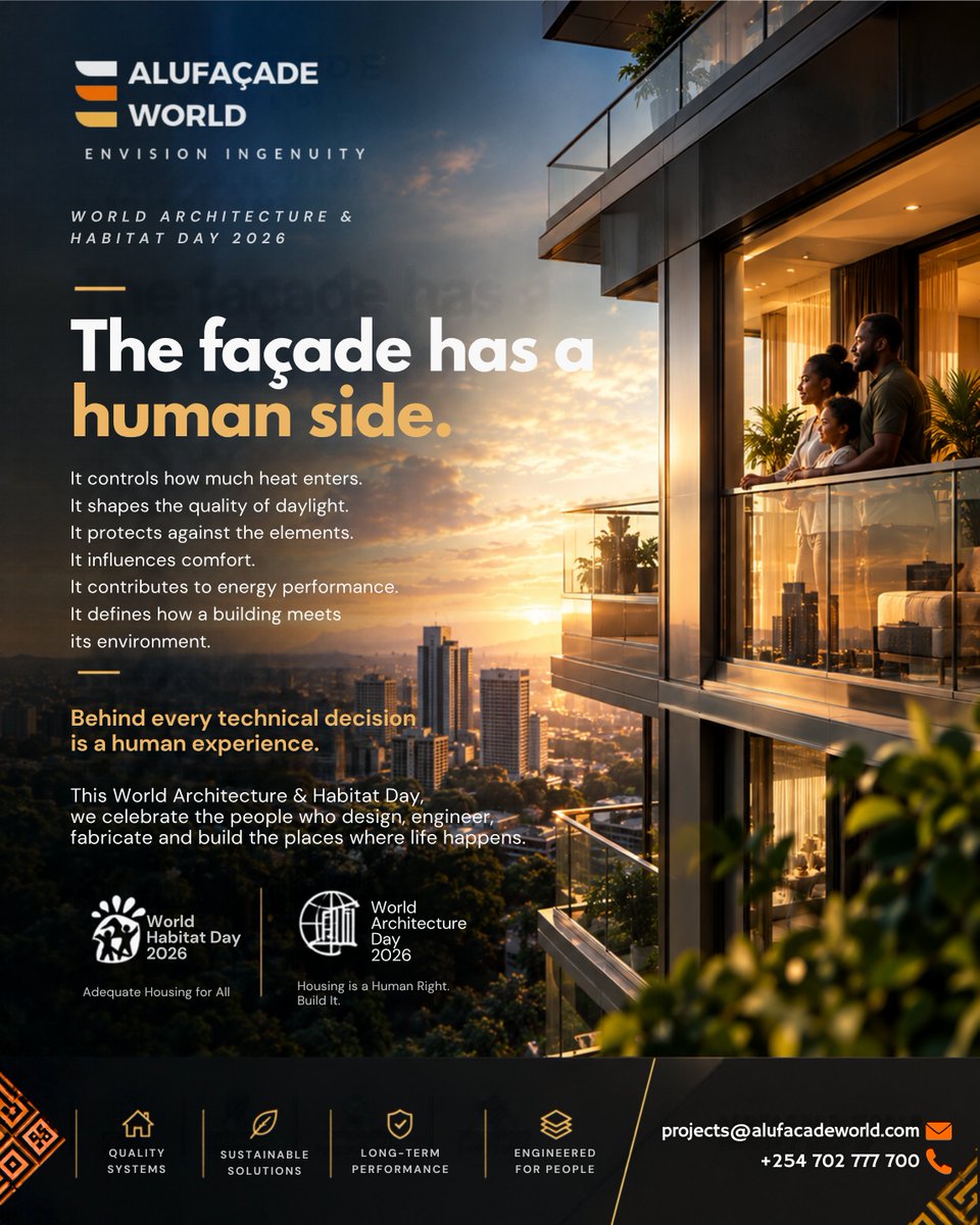 alufacadeworld's tweet photo. The façade has a human side.

It controls heat.
Shapes daylight.
Protects from the elements.
Influences comfort.
Contributes to energy performance.
But behind every technical decision is a human experience.

#FacadeEngineering https://t.co/xjsQzSz3sX