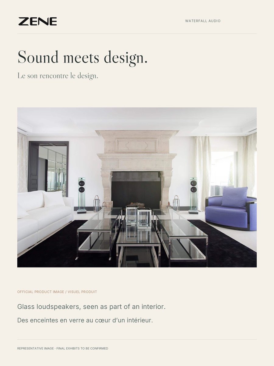 zene_official's tweet photo. Sound is part of the French art of living.

ZENE joins Waterfall Audio at Art de Vivre à la Française.
14–18 Oct 2026 · Qianmen Huiketing, Beijing.

Le son fait partie de l’art de vivre.
#ZENE #WaterfallAudio https://t.co/PneyaCuvQo