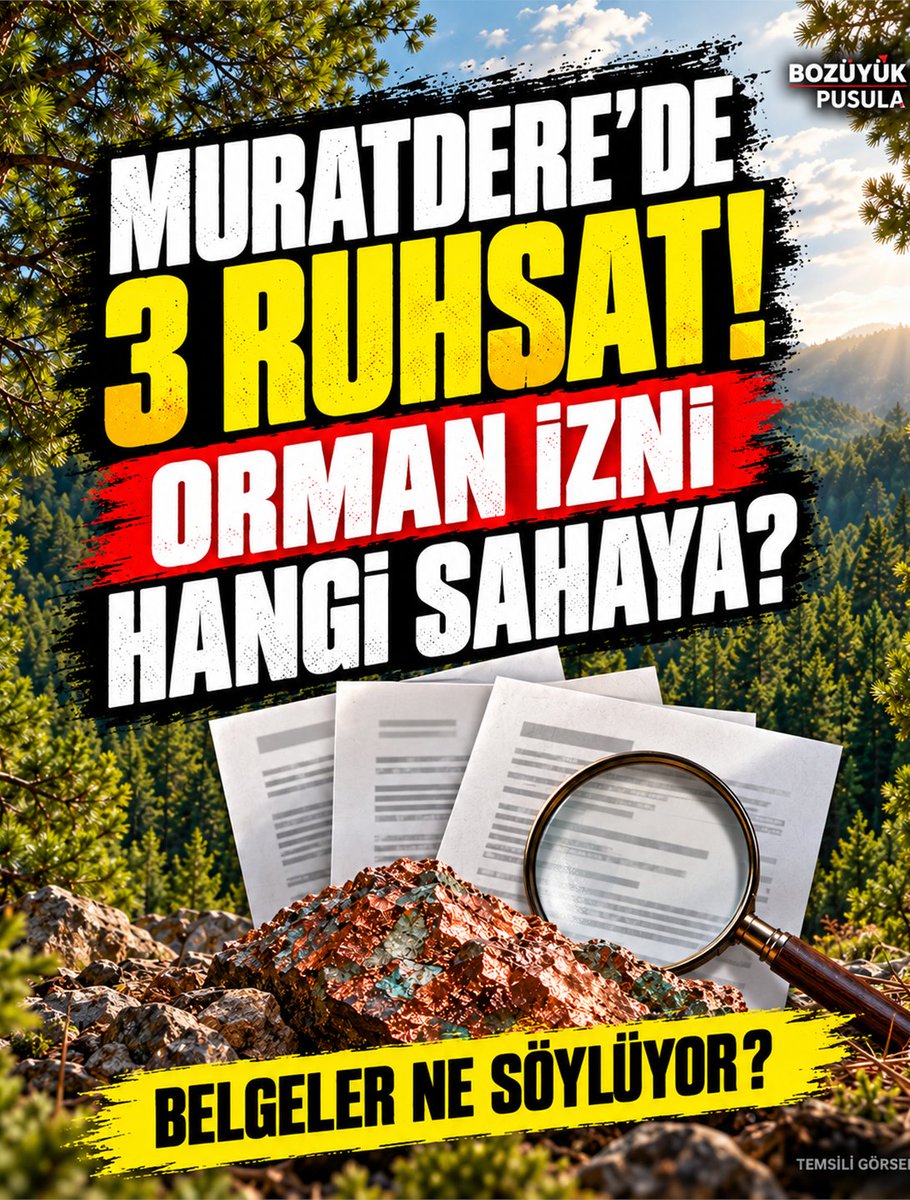 BozuyukHaberler's tweet photo. 🌲 Muratdere’de üç ruhsat… Peki orman izni hangi sahaya verildi?
Şirketin proje tanımında üç ruhsat yer alıyor. Türkiye’deki resmî duyuruda ise 84965 numaralı saha belirtiliyor.
Açıklanan yaklaşık yüzde 10’luk orman izni hangi alanı kapsıyor? https://t.co/ggrAnNnQht
