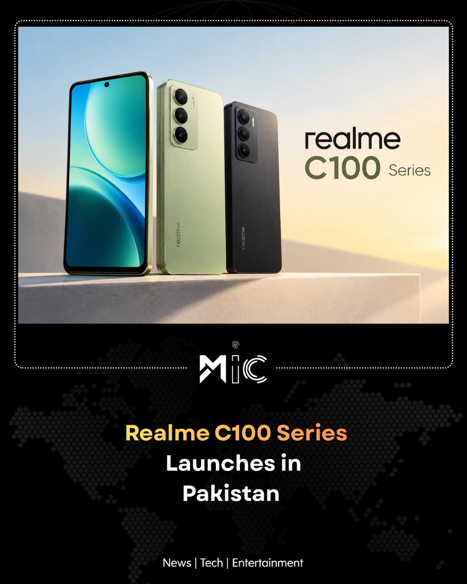 mictechofficiaI's tweet photo. realme has launched its C100 series in Pakistan with a huge 8,000mAh battery. The phone is designed for users who want longer battery life without frequent charging.
#realme #C100 #Pakistan #mictech #micnews https://t.co/8B9PqOuuK0