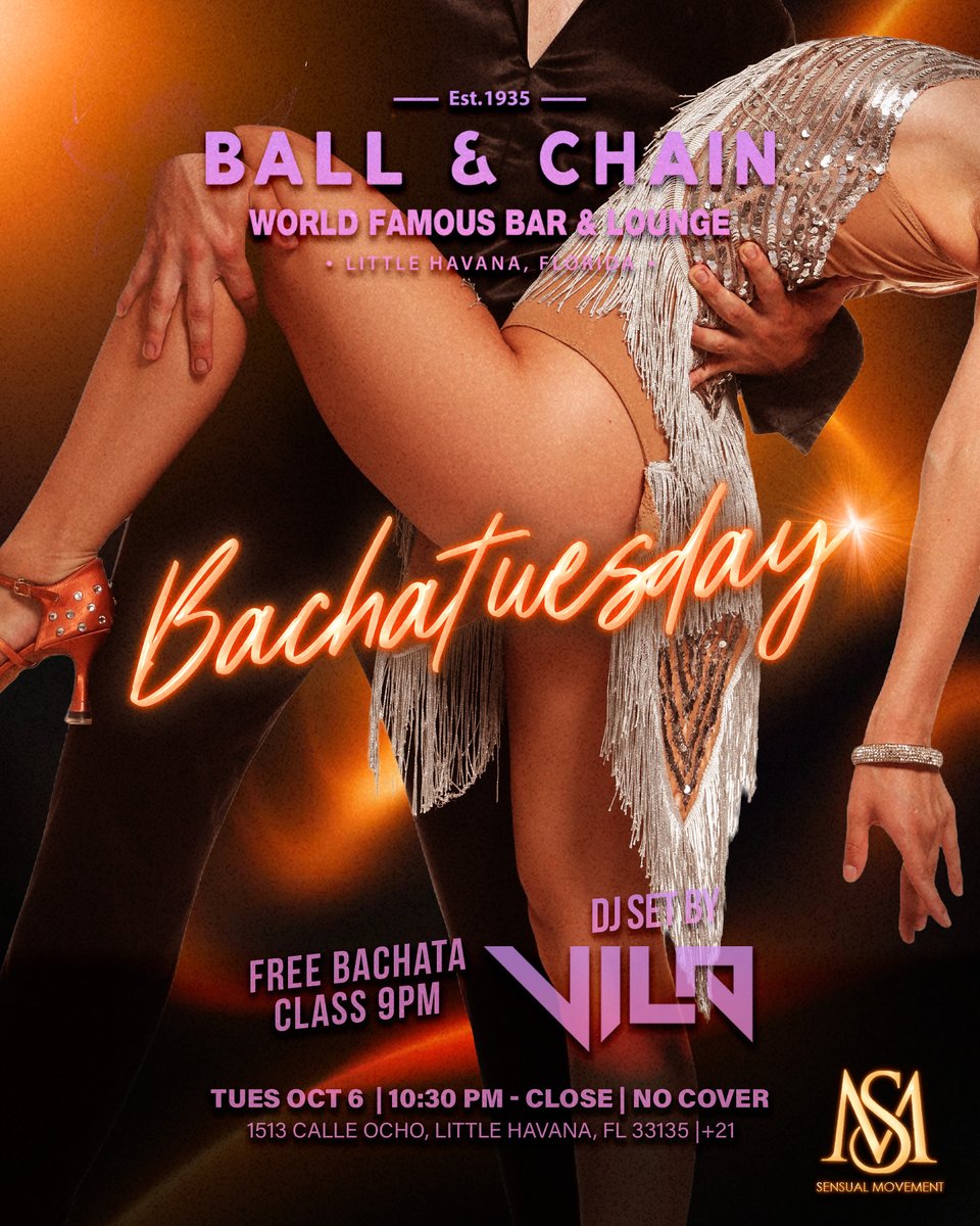 BallAndChainBar's tweet photo. TODAY: #LiveMusic NOW to 6 p.m., #HappyHour 4 to 7, #LiveJazz 6 to 9, then #MamboMondays with DJ Ivan + a FREE #SalsaClass &amp; #BachataClass, 9

TOMORROW: #Bachatuesday includes DJ Vila + a FREE #BachataLesson

#supportlocal https://t.co/z7b3b6bbPx
🍍💚 https://t.co/4VeL08Ahwm