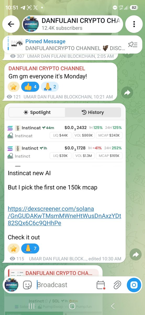 danfulaniweb3's tweet photo. Gm everyone it's Monday!

First trade of today is a big win 3X on $Instinct.

You can joined my channel is free signal  Link in comment 👇 https://t.co/wfCjba1pVY