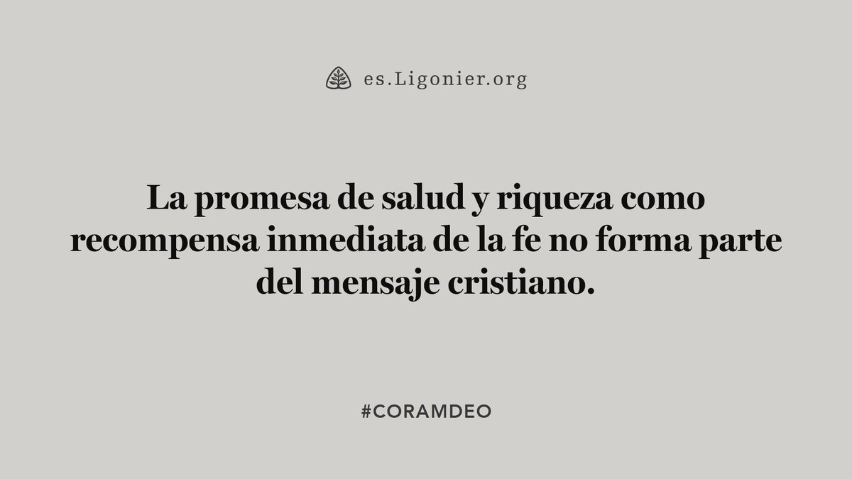 LigonierESP's tweet photo. #CoramDeo: La promesa de salud y riqueza como recompensa inmediata de la fe no forma parte del mensaje cristiano. Examinemos nuestros propios corazones para detectar cualquier versión de esta enseñanza que haya penetrado en ellos sin que nos diéramos cuenta, y pongamos nuestra esperanza en la herencia eterna reservada para nosotros en los cielos (Ef 1:11).

Lectura para hoy: Filipenses 4:11–12