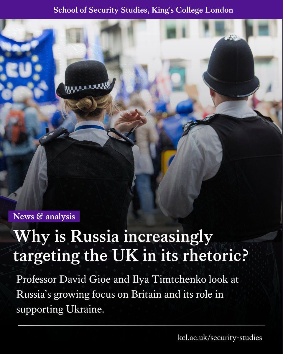 warstudies's tweet photo. Why is Russia increasingly targeting the UK in its rhetoric?

Professor David Gioe and Ilya Timtchenko look at Russia’s growing focus on Britain and its role in supporting Ukraine.

🔗: https://t.co/8mZjqrxGAi https://t.co/nVntL4F6j8