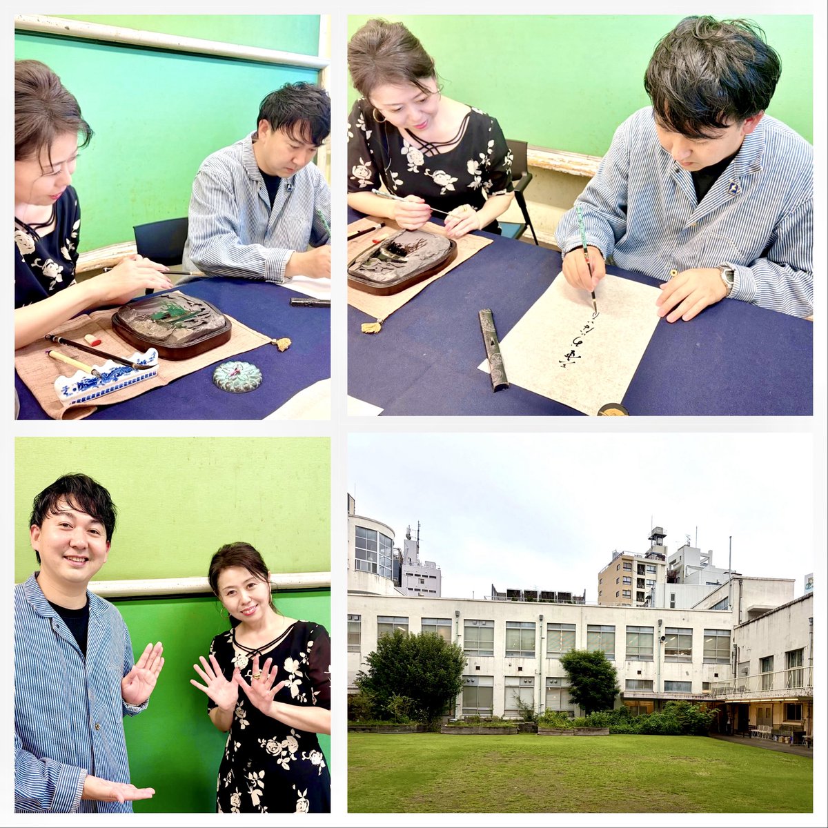 bihou_yamauchi's tweet photo. 𖤐 ̖́-

バッテリィズ寺家氏と楽しい書のひととき

【書は人なり】

温雅でセンス溢れる寺家さんの書風や筆致に感動！

筆を走らせるときは静謐を纏い〜
時には心和むトークを下さったり〜
⁡
寺家さんの書が多くの人に愛され，活躍する日が来ることを楽しみにしています！

 #バッテリィズ寺家 さん https://t.co/yF6wfqaz41
