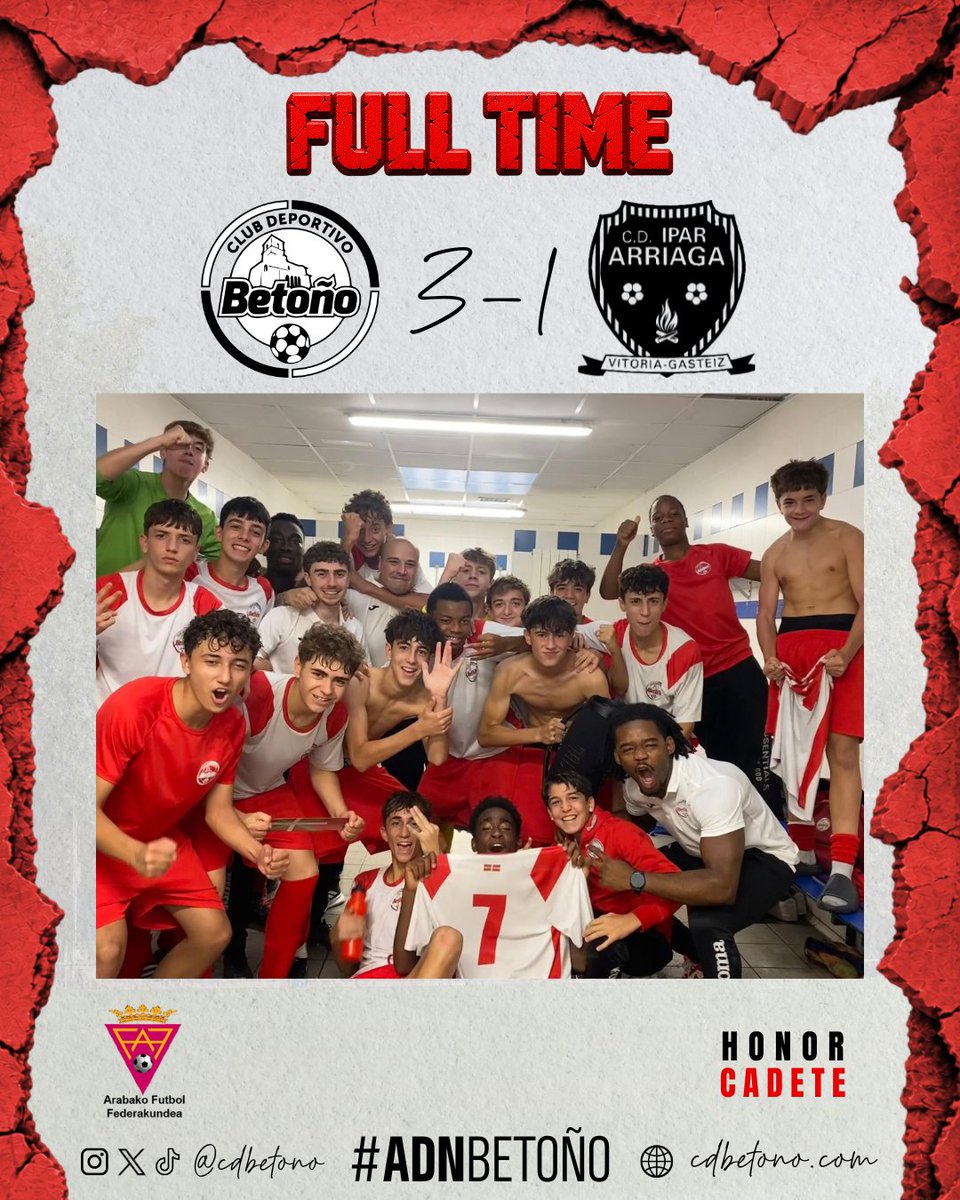 cdbetono's tweet photo. Victoria del Cadete de Honor ante el Ipar Arriaga para sumar 7 de 9 puntos en este inicio de liga.
Buen trabajo del equipo. A seguir.
#ADNBetoño #CadeteB https://t.co/CUzLBJpImu
