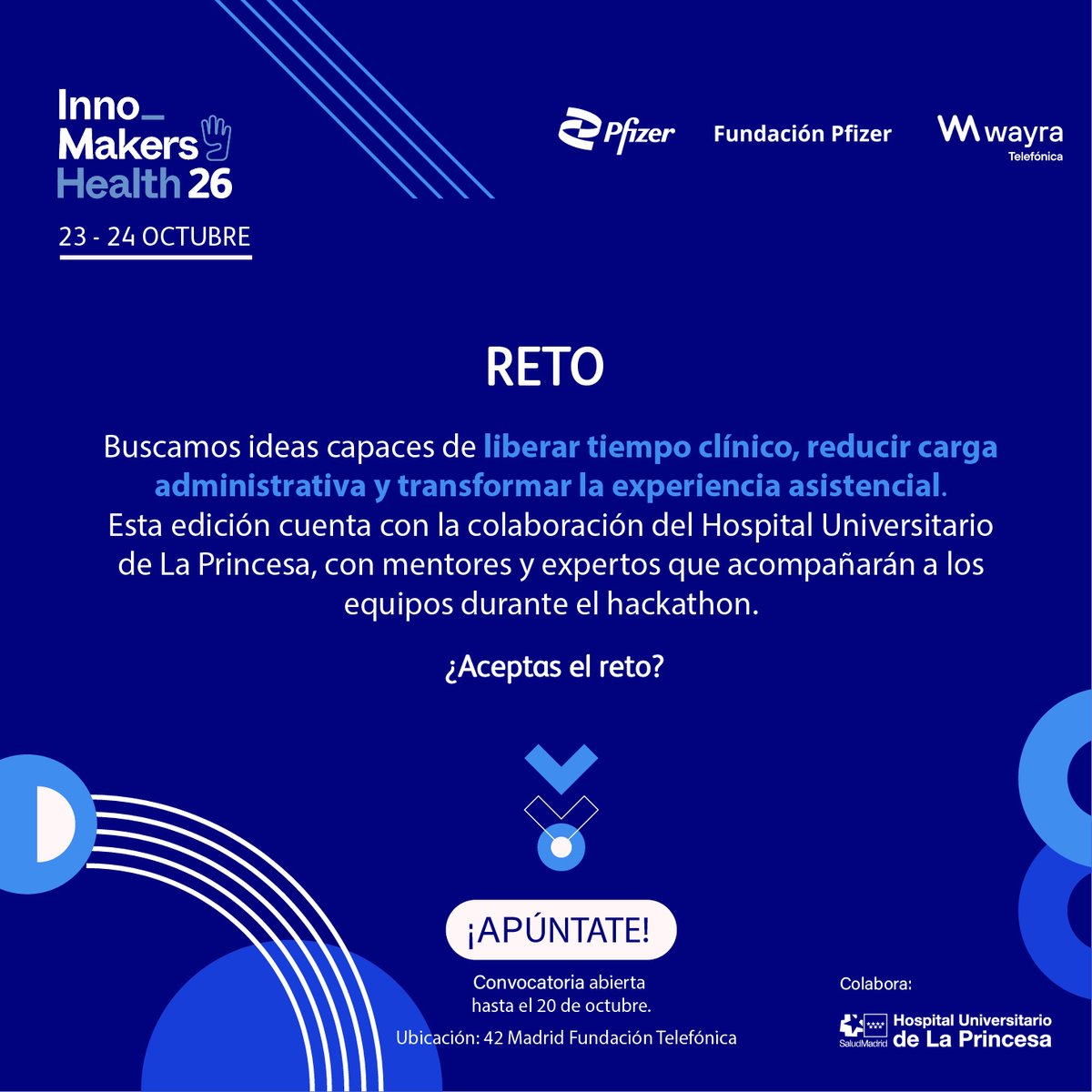 Wayra's tweet photo. Buscamos ideas que puedan convertirse en soluciones para el entorno sanitario. 💡
¿Te sumas a #innomakers4Health?
https://t.co/CUJuIMaLaL https://t.co/UQkW2Lhvpq