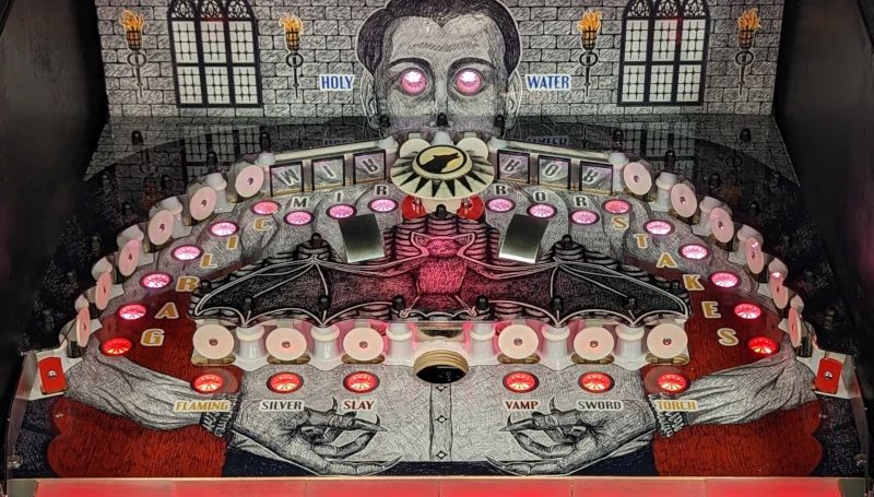 faogames's tweet photo. Fifteen vampires and one hunter - you. 🧛

Drained is ours - designed, developed and manufactured in our shop, and the first third-party game kit ever released for the Multimorphic P³.

Artwork by Molly Baldridge, and score by Charles Wolf.

Play it at the York PA show, Oct 9–10! https://t.co/KEEmKgNMgd